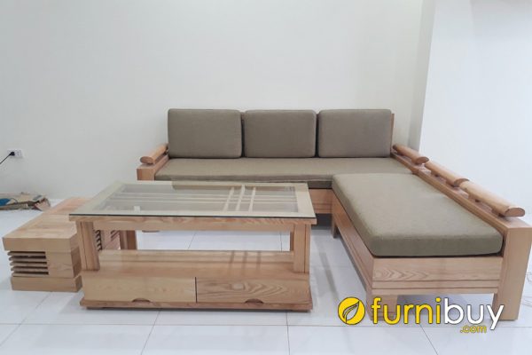 mẫu sofa góc gỗ sồi đẹp