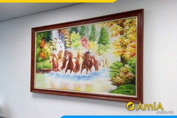 tranh sơn dầu mã đáo thành công ngựa chạy trên nước