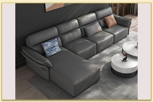 Hình ảnh Bài trí sofa góc da cỡ lớn trong phòng khách Softop-1824