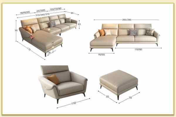 Hình ảnh Các kích thước ghế sofa góc da theo bộ Softop-1695