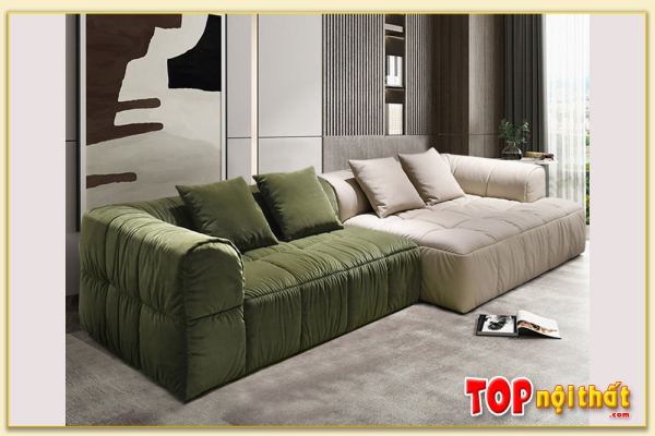 Hình ảnh Ghế sofa băng dài đẹp thiết kế 2 màu phối hợp SofTop-0670
