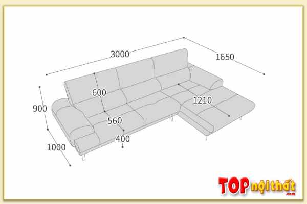 Hình ảnh Kích thước bộ ghế sofa góc đẹp SofTop-0824