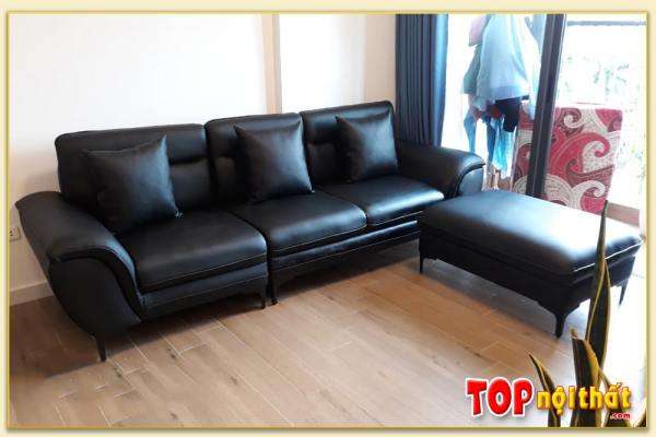 Hình ảnh Mẫu sofa văng da đẹp sang trọng có đôn lớn đi kèm SofTop-0278