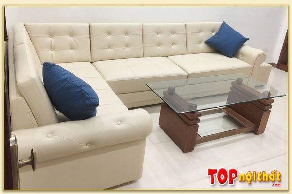 Hình ảnh Sofa góc vuông chất liệu da đẹp hiện đại SofTop-0510
