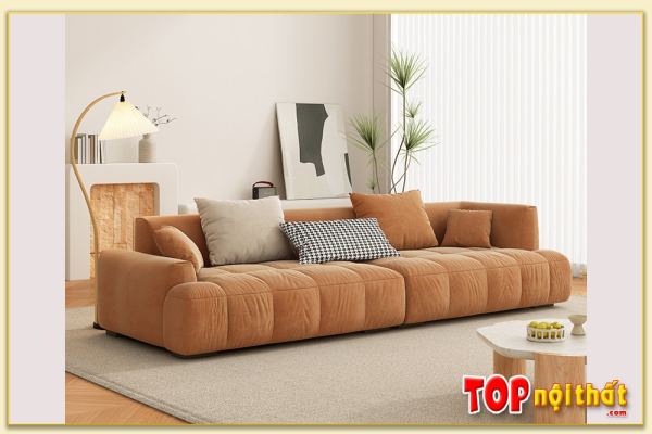 Hình ảnh Sofa văng bọc nỉ đẹp màu cam cho phòng khách SofTop-0654