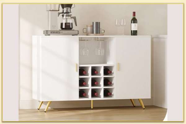 Hình ảnh Tủ rượu bằng gỗ màu trắng thiết kế chân cao TRTop-0096